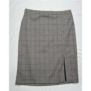 Ann Taylor Plaid Business Career Polyester Rayon Skirt Straight Pencil Womens 10